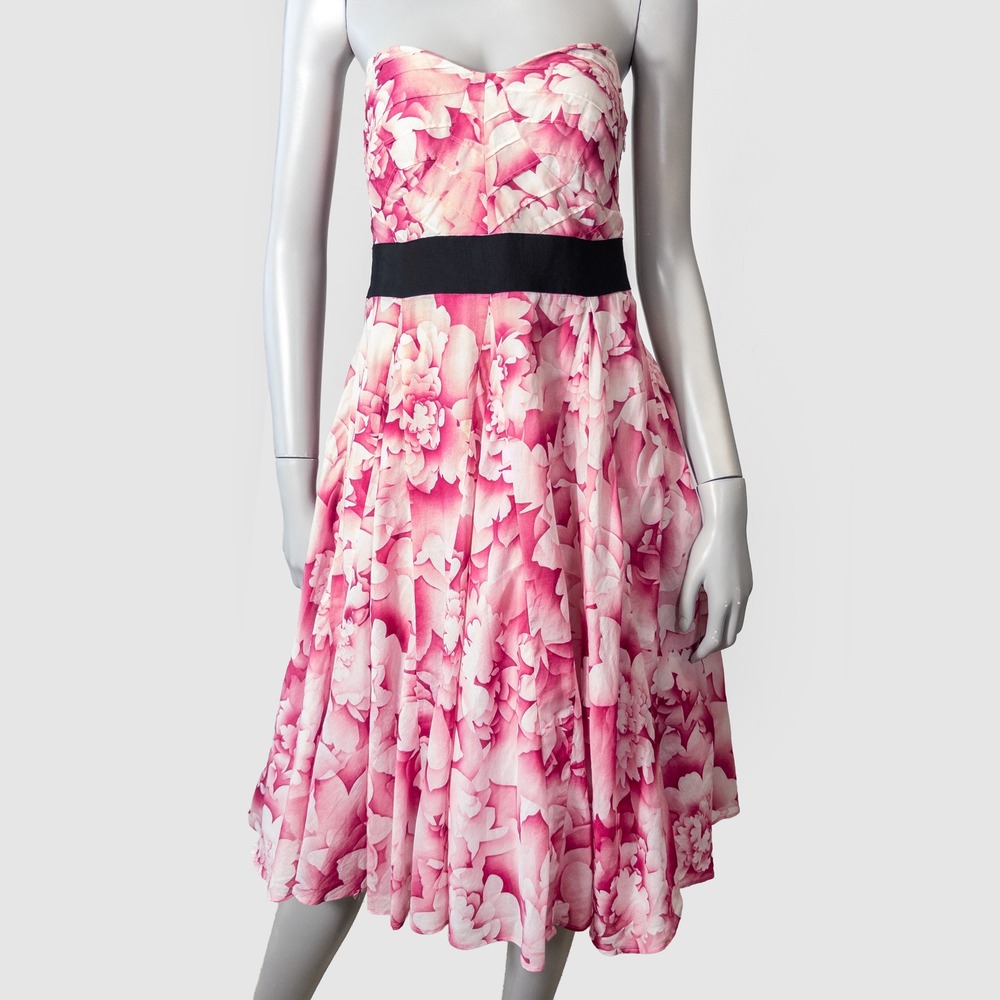 Maeve Anthropologie Savoy Tulle Dress Sz 4 Floral Romantic Strapless Party